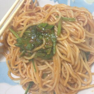 お夜食に☆ほうれん草のミートソースパスタ